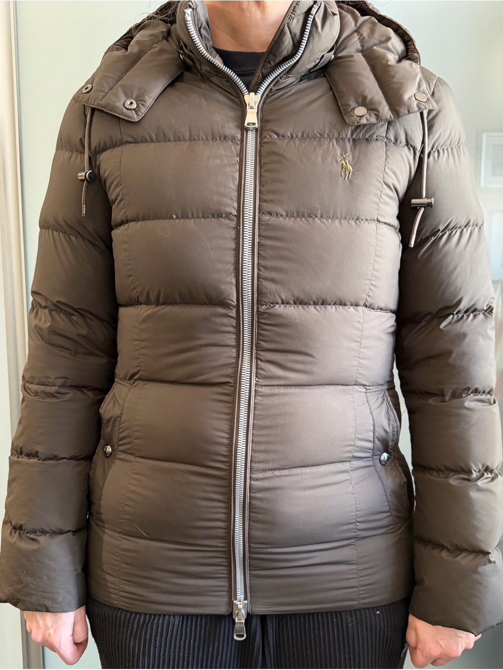 Polo by Ralph Lauren Brown Quilted Hooded Puffer Jacket